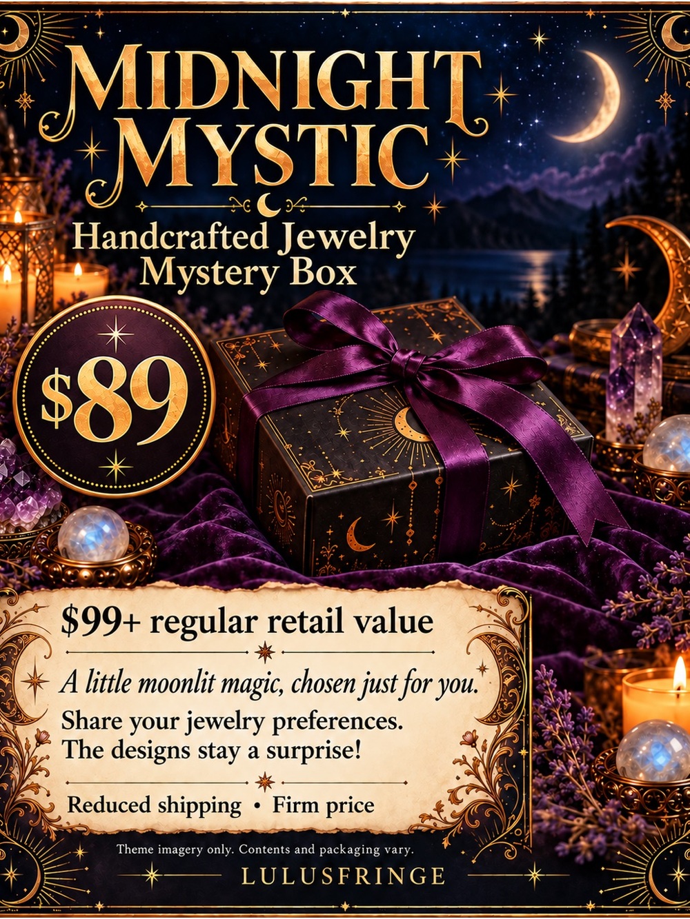 Artisan Midnight Mystic Necklace Gift Box – Purple & Gold